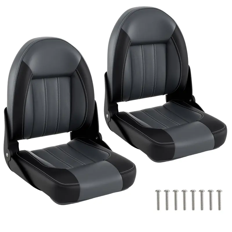 Two-Pack Waterproof PVC Leather High-Back Folding Boat Chairs for Marine or Cabin Use