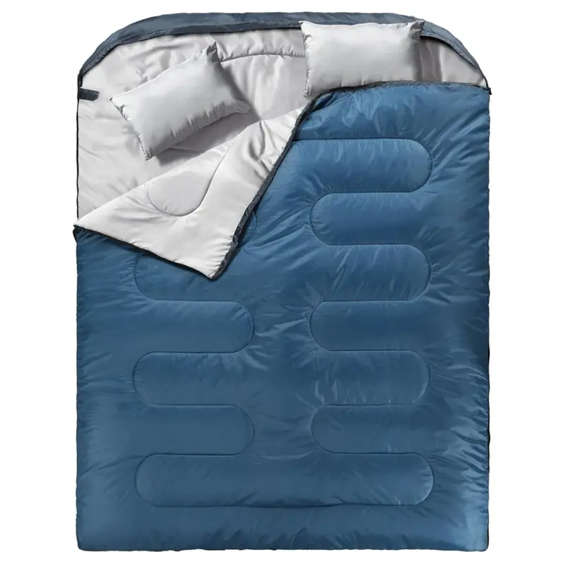 Two-Person Double Sleeping Bag with Integrated Pillows and Compression Storage Sack 2