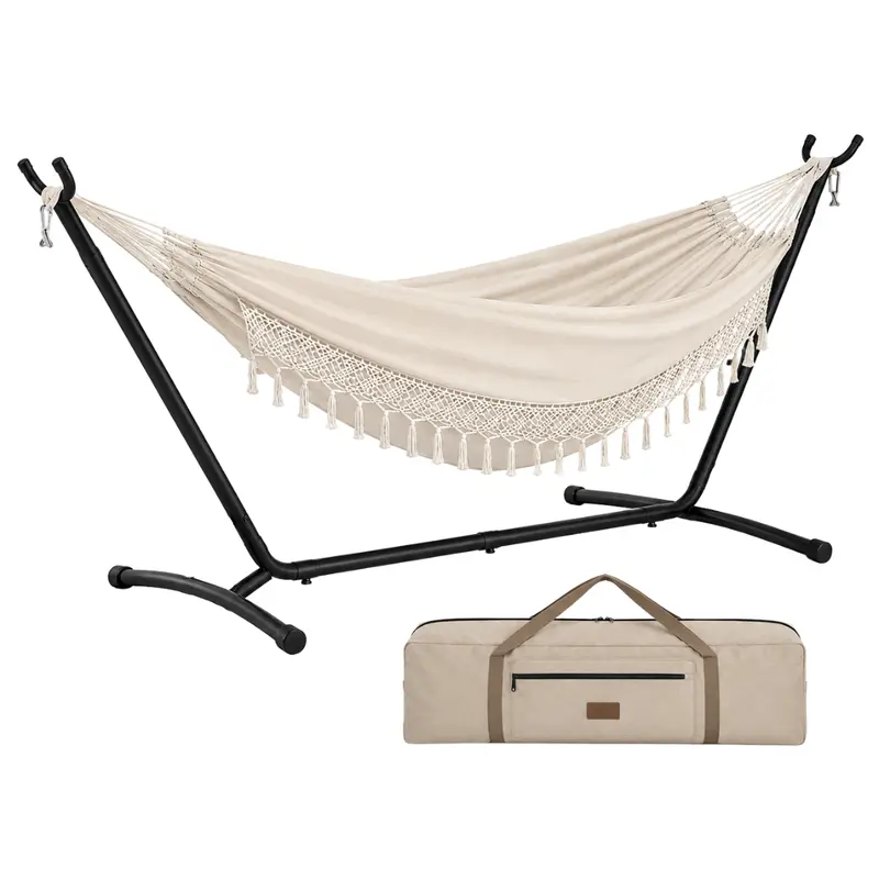 Two-Person Hammock with Portable Steel Stand, 450-Pound Weight Limit, and Compact Carry Pack 2