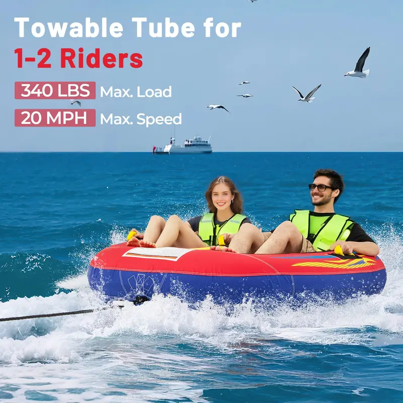 Two-Person Towable Inflatable Water Tube – Durable Raft for Boating, Floating, and Recreational Water Sports 2