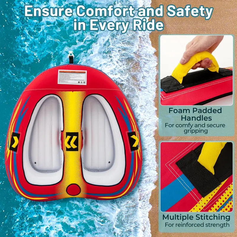Two-Person Towable Inflatable Water Tube – Durable Raft for Boating, Floating, and Recreational Water Sports