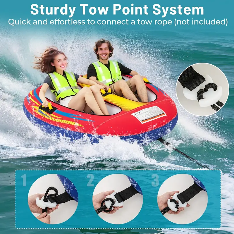 Two-Person Towable Inflatable Water Tube – Durable Raft for Boating, Floating, and Recreational Water Sports