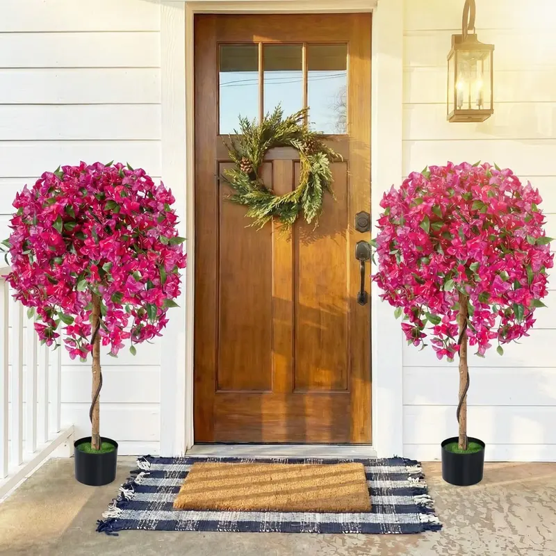Two-Piece Artificial Azalea Tree Set with Vibrant, Lifelike Blooms for Indoor or Outdoor Use 2