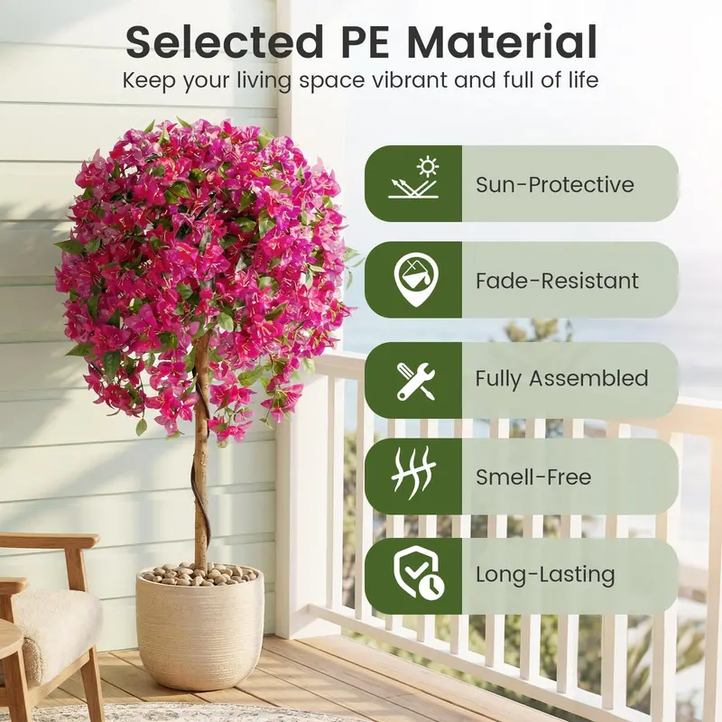 Two-Piece Artificial Azalea Tree Set with Vibrant, Lifelike Blooms for Indoor or Outdoor Use