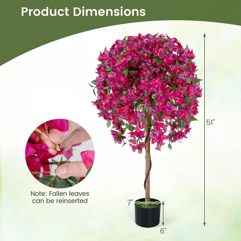 Two-Piece Artificial Azalea Tree Set with Vibrant, Lifelike Blooms for Indoor or Outdoor Use
