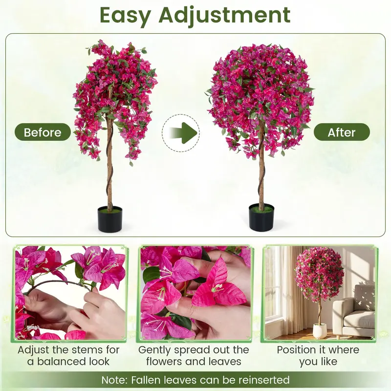 Two-Piece Artificial Azalea Tree Set with Vibrant, Lifelike Blooms for Indoor or Outdoor Use