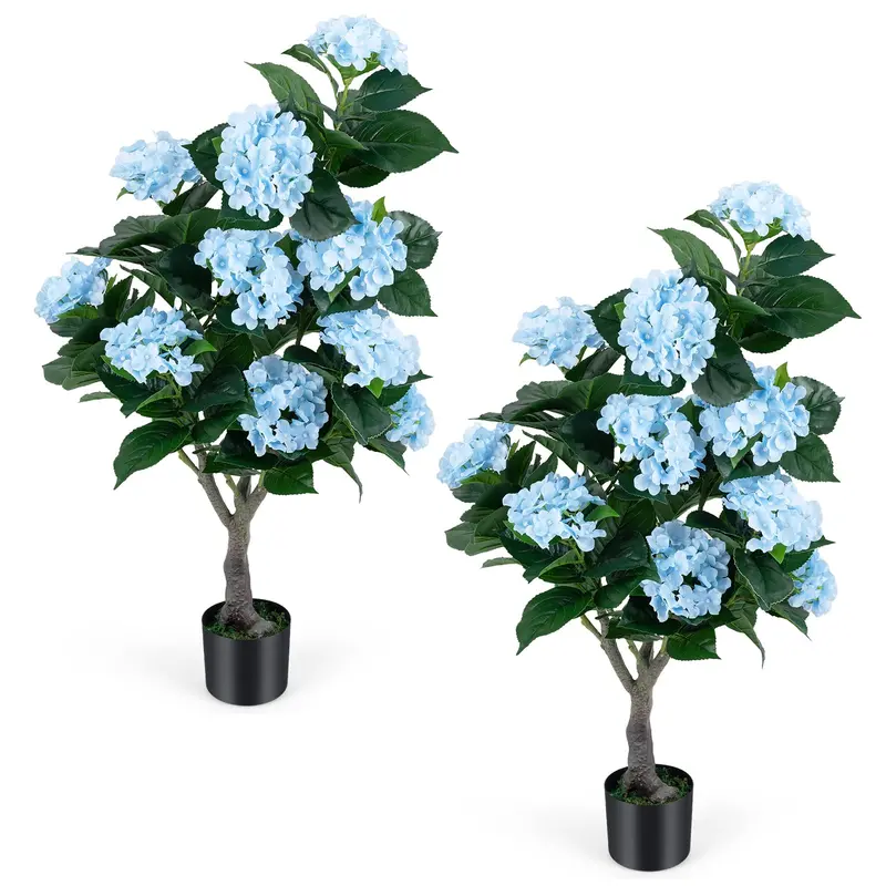 Two-Piece Artificial Hydrangea Tree Set – 11-Bloom Design in Nursery Pots 2