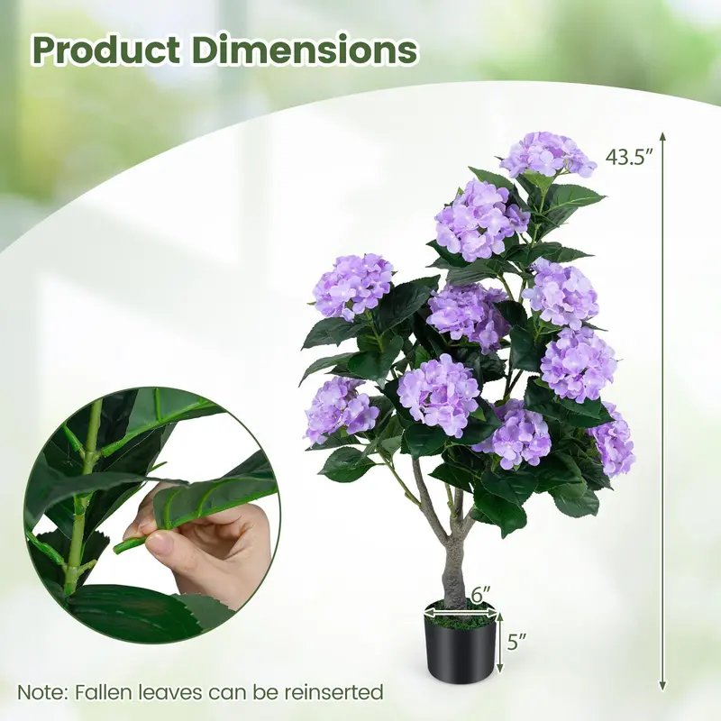 Two-Piece Artificial Hydrangea Tree Set – 11-Bloom Design in Nursery Pots