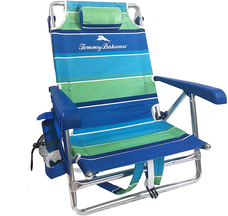 Two-Piece Beach Chair Set with Integrated Storage Pouches and Towel Bars