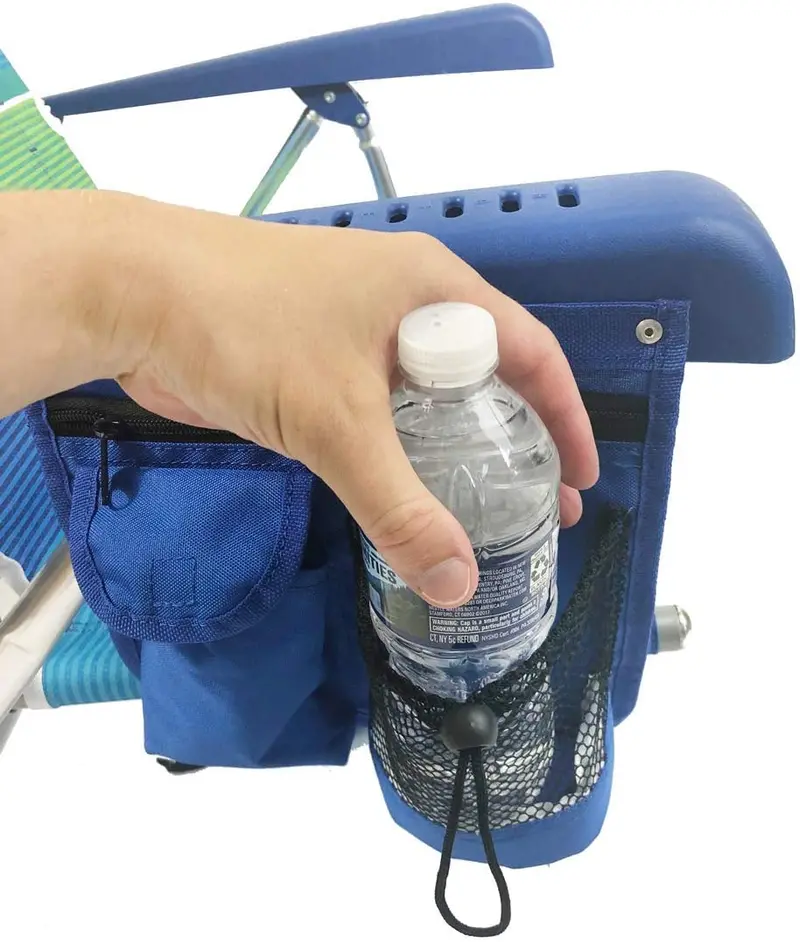 Two-Piece Beach Chair Set with Integrated Storage Pouches and Towel Bars