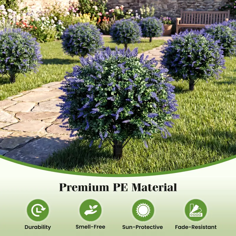Two-Piece Faux Lavender Boxwood Topiary Balls – 27.5-Inch Lifelike Decorative Plants