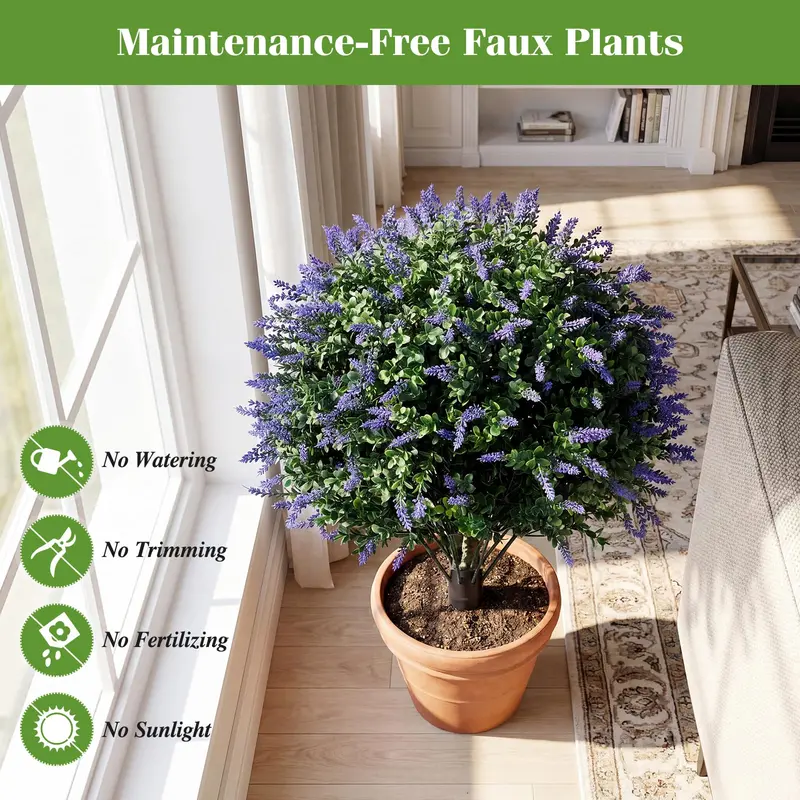 Two-Piece Faux Lavender Boxwood Topiary Balls – 27.5-Inch Lifelike Decorative Plants
