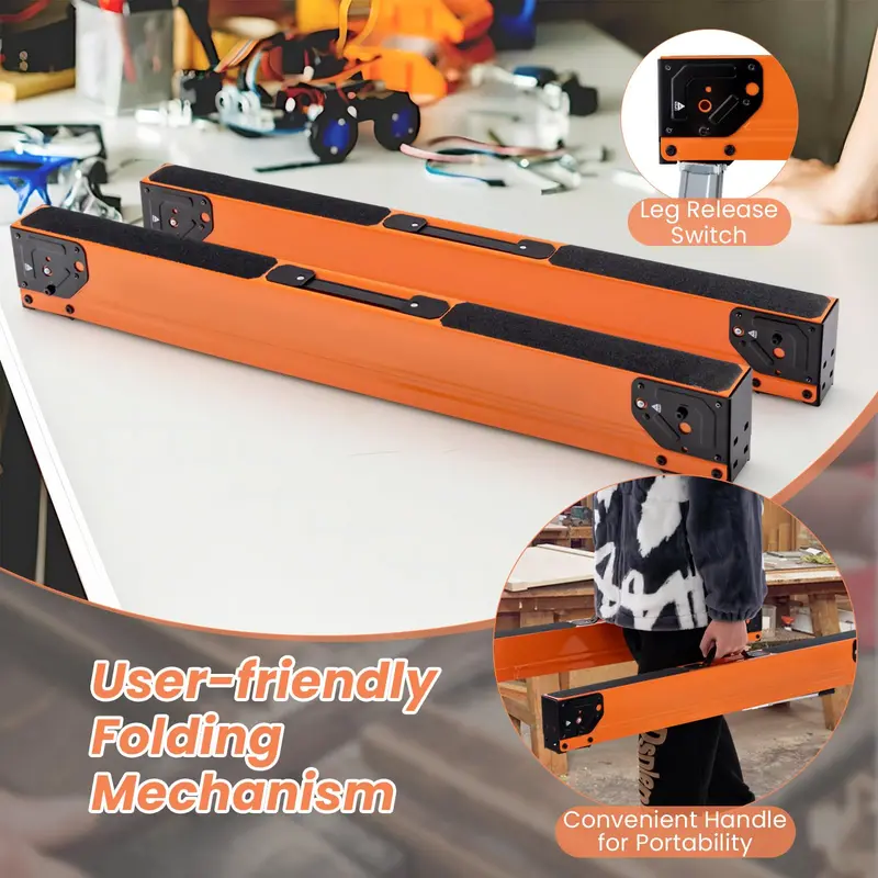 Two-Piece Folding Sawhorse Set — Compact, Portable & Load-Bearing Support Stands