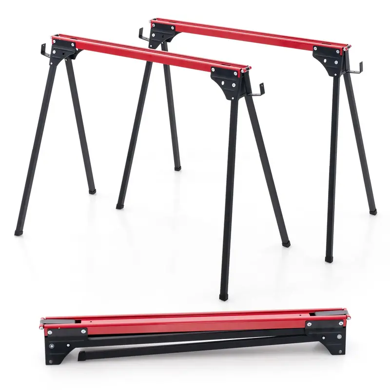Two-Piece Folding Sawhorse Set for DIY Projects, Carpentry & On-Site Support