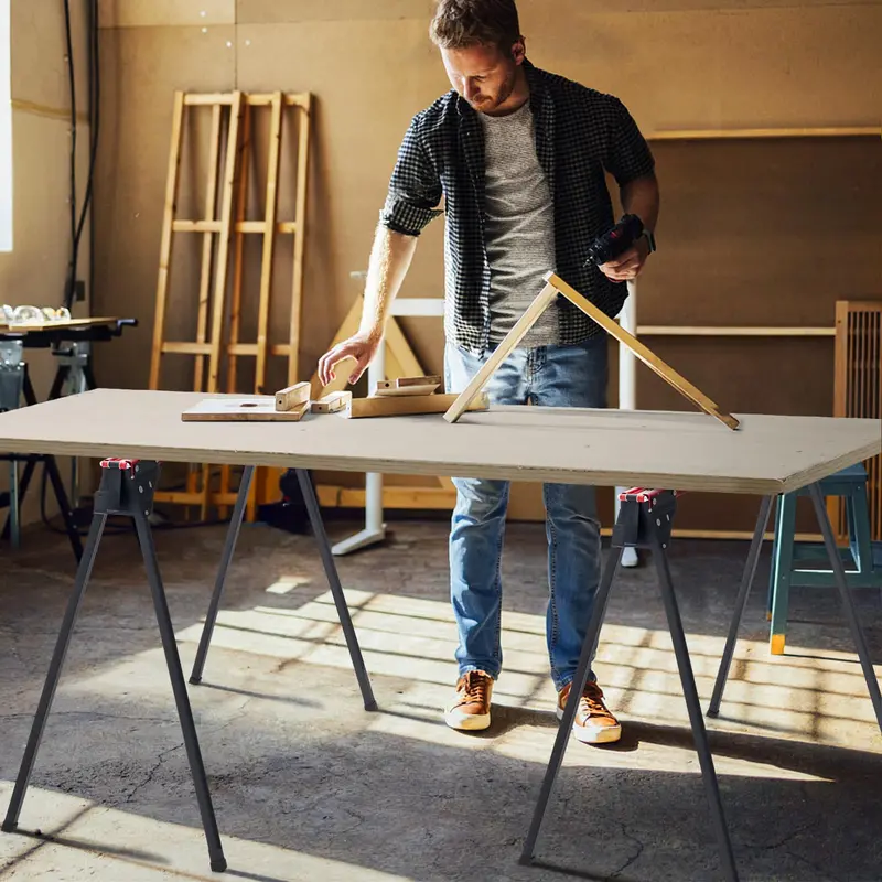 Two-Piece Folding Sawhorse Set for DIY Projects, Carpentry & On-Site Support 2