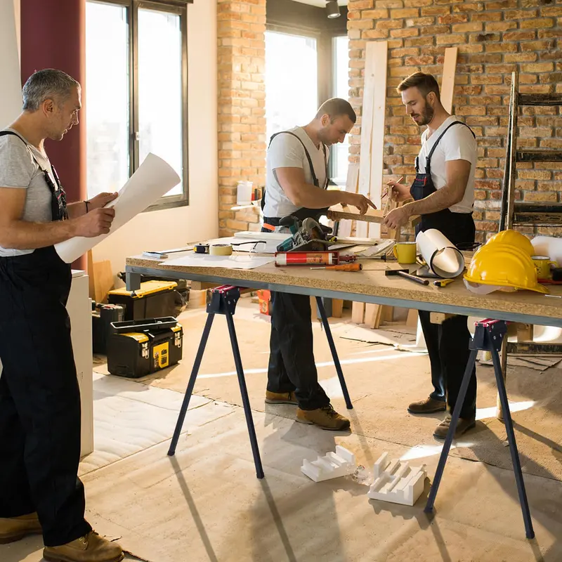 Two-Piece Folding Sawhorse Set for DIY Projects, Carpentry & On-Site Support