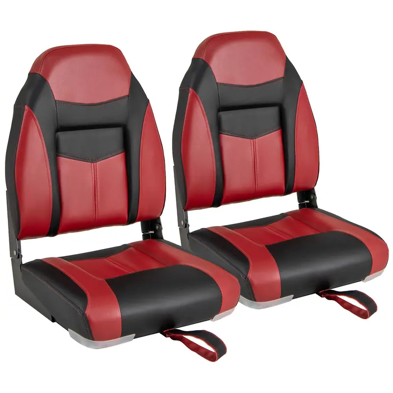 Two-Piece High-Back Folding Boat Seat Set – Includes Cushioned Marine-Grade Seats