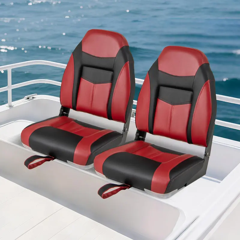 Two-Piece High-Back Folding Boat Seat Set – Includes Cushioned Marine-Grade Seats 2
