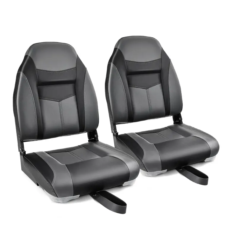 Two-Piece High-Back Folding Boat Seat Set – Includes Cushioned Marine-Grade Seats