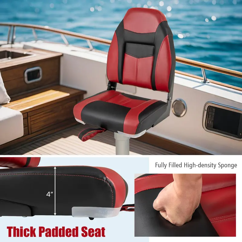 Two-Piece High-Back Folding Boat Seat Set – Includes Cushioned Marine-Grade Seats
