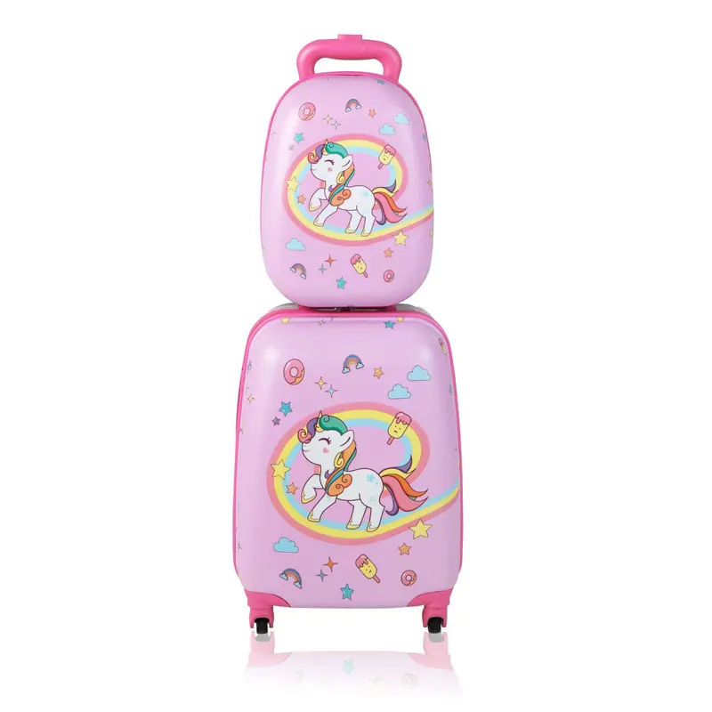 Two-Piece Kids Luggage Set: 12" + 16" Lightweight Spinner Suitcases