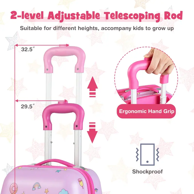 Two-Piece Kids Luggage Set: 12" + 16" Lightweight Spinner Suitcases
