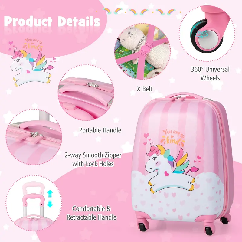 Two-Piece Kids’ Luggage Set: 12" and 16" Lightweight Spinner Suitcases