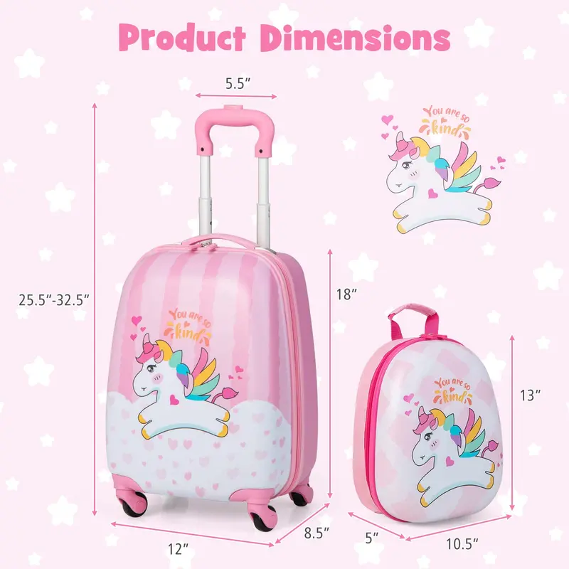 Two-Piece Kids’ Luggage Set: 12" and 16" Lightweight Spinner Suitcases