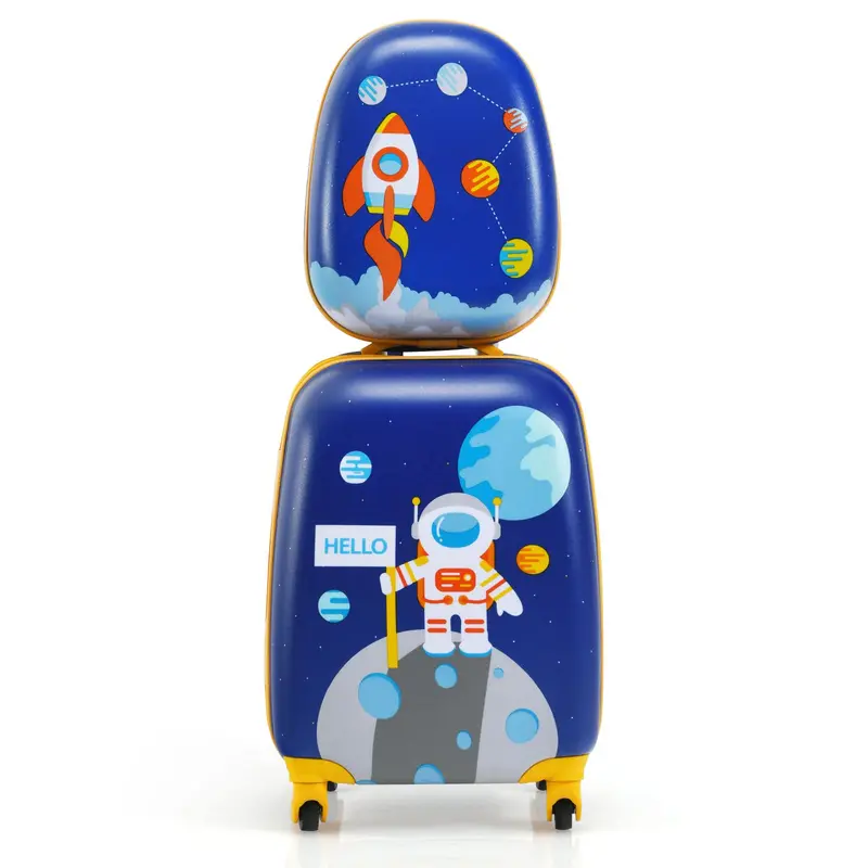 Two-Piece Kids’ Luggage Set – 12-Inch and 16-Inch Carry-On Suitcases with Fun Designs