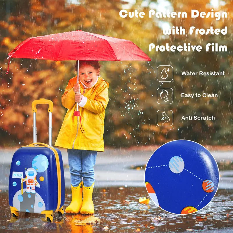Two-Piece Kids’ Luggage Set – 12-Inch and 16-Inch Carry-On Suitcases with Fun Designs