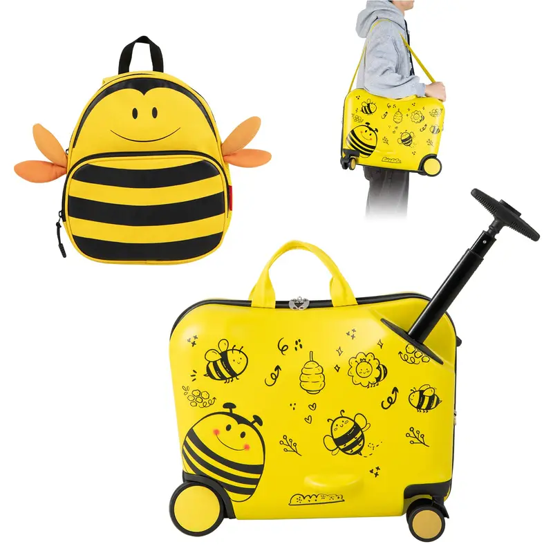 Two-Piece Kids’ Luggage Set – 18" Carry-On + Ride-On Suitcase with 360° Spinner Wheels