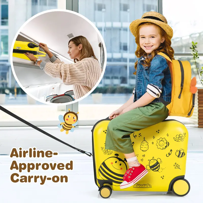 Two-Piece Kids’ Luggage Set – 18" Carry-On + Ride-On Suitcase with 360° Spinner Wheels