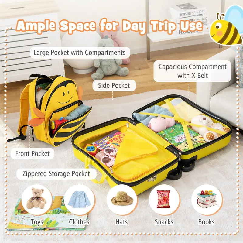 Two-Piece Kids’ Luggage Set – 18" Carry-On + Ride-On Suitcase with 360° Spinner Wheels