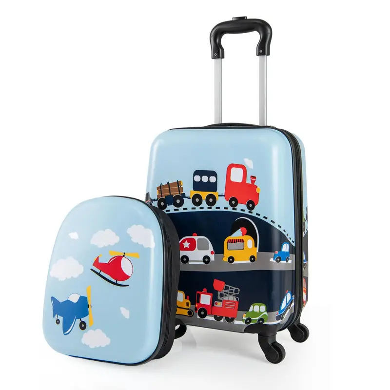 Two-Piece Kids’ Luggage Set – Spinner Wheel Suitcases Designed for Children (Dark Blue)