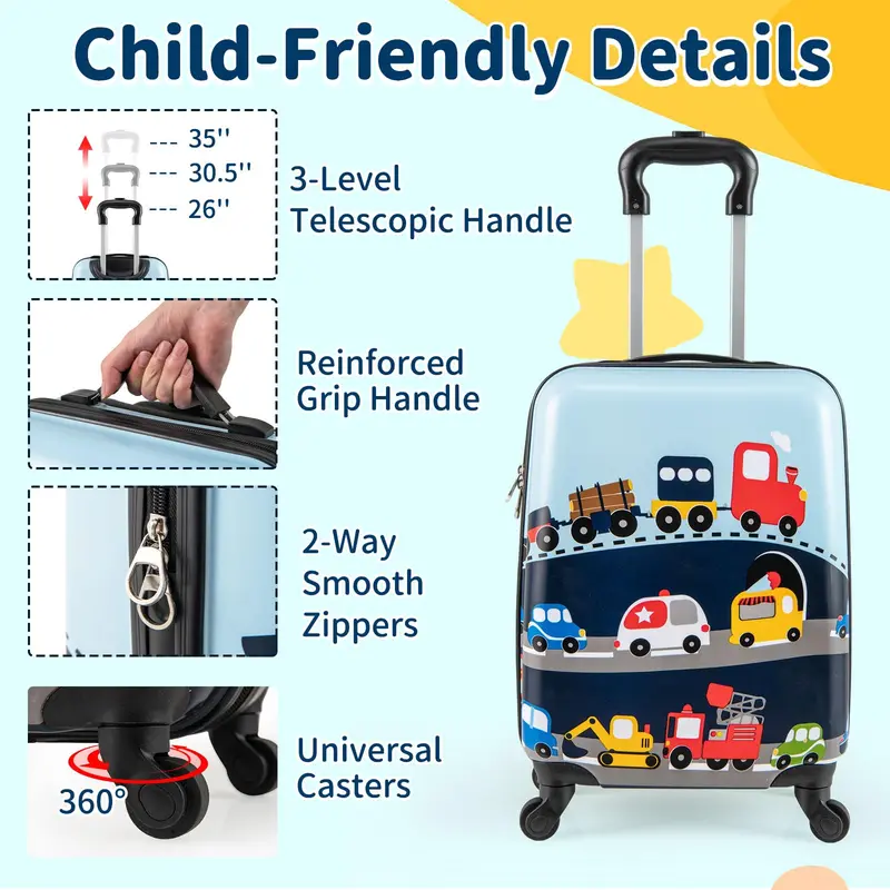Two-Piece Kids’ Luggage Set – Spinner Wheel Suitcases Designed for Children (Dark Blue)