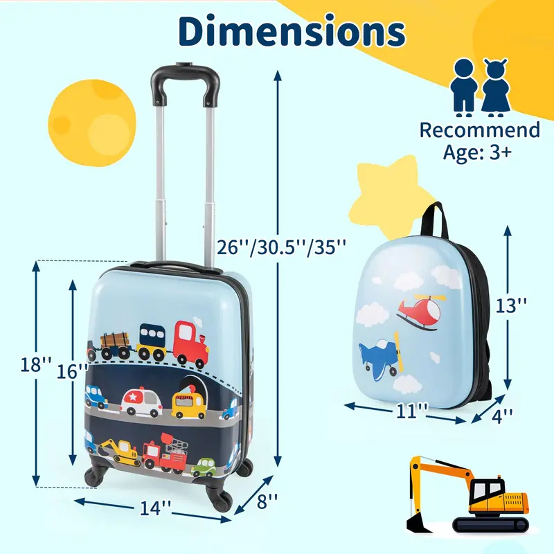 Two-Piece Kids’ Luggage Set – Spinner Wheel Suitcases Designed for Children (Dark Blue)