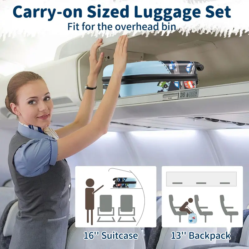 Two-Piece Kids’ Luggage Set – Spinner Wheel Suitcases Designed for Children (Dark Blue)