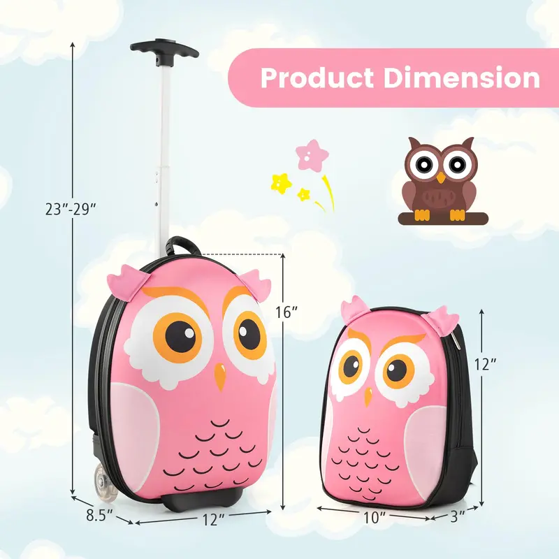 Two-Piece Kids’ Travel Set: 16-Inch Rolling Luggage + 12-Inch Backpack