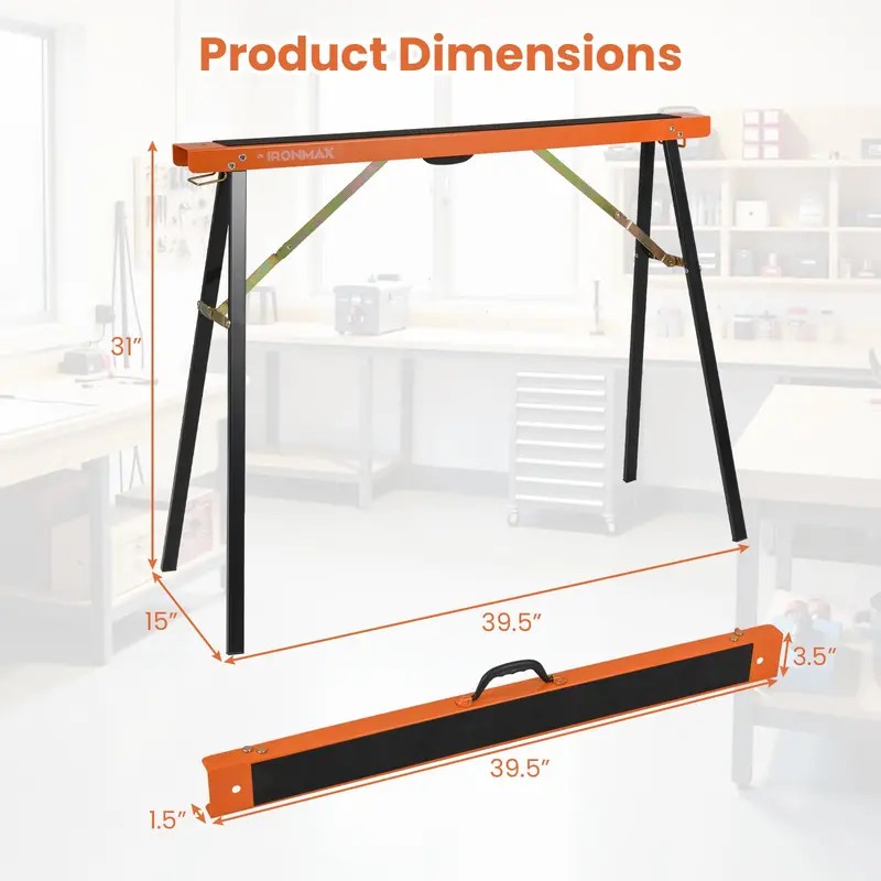 Two-Piece Portable Sawhorse Set – Heavy-Duty Galvanized Steel Tool Stand
