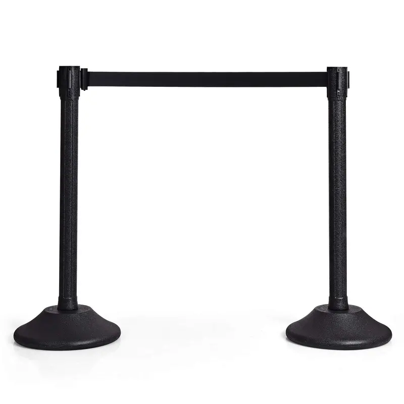Two-Piece Retractable Crowd Control Stanchion System with 6.3-Foot Belt Barriers