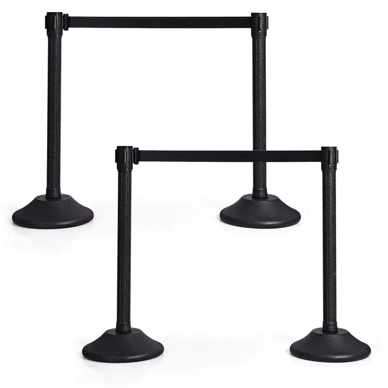 Two-Piece Retractable Crowd Control Stanchion System with 6.3-Foot Belt Barriers