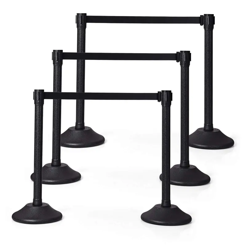 Two-Piece Retractable Crowd Control Stanchion System with 6.3-Foot Belt Barriers