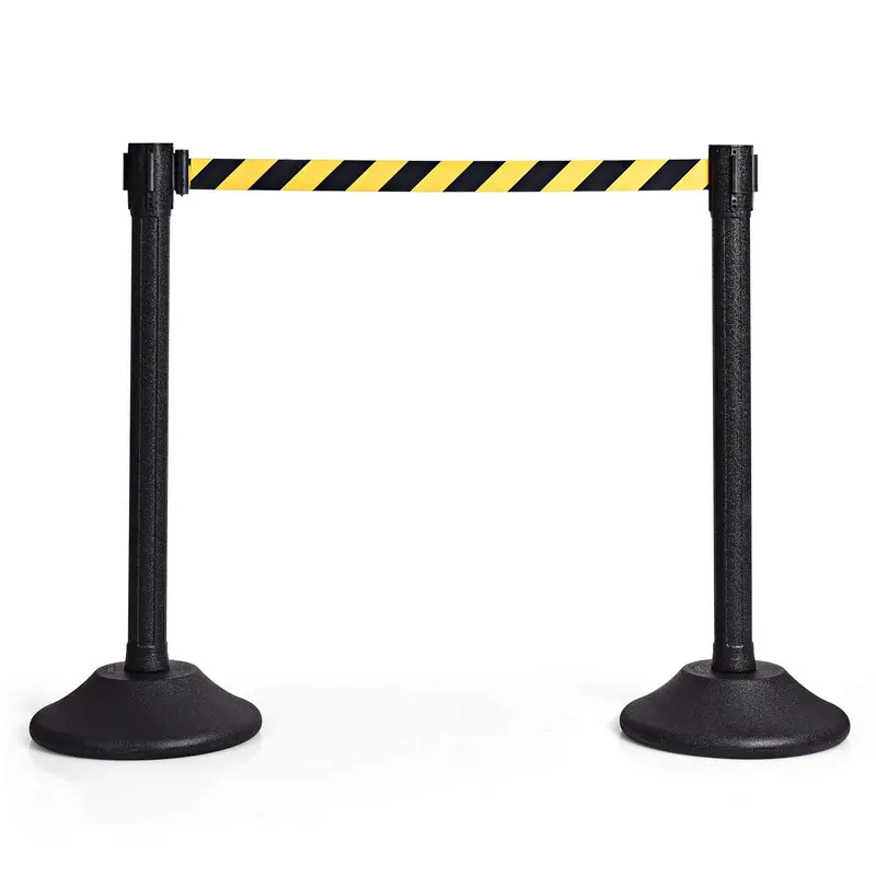 Two-Piece Retractable Crowd Control Stanchion System with 6.3-Foot Belt Barriers