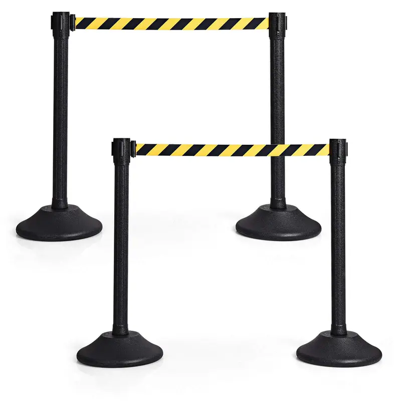 Two-Piece Retractable Crowd Control Stanchion System with 6.3-Foot Belt Barriers