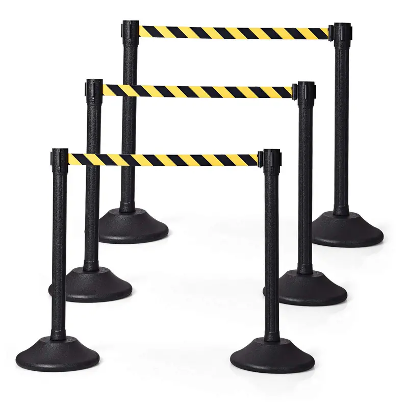 Two-Piece Retractable Crowd Control Stanchion System with 6.3-Foot Belt Barriers