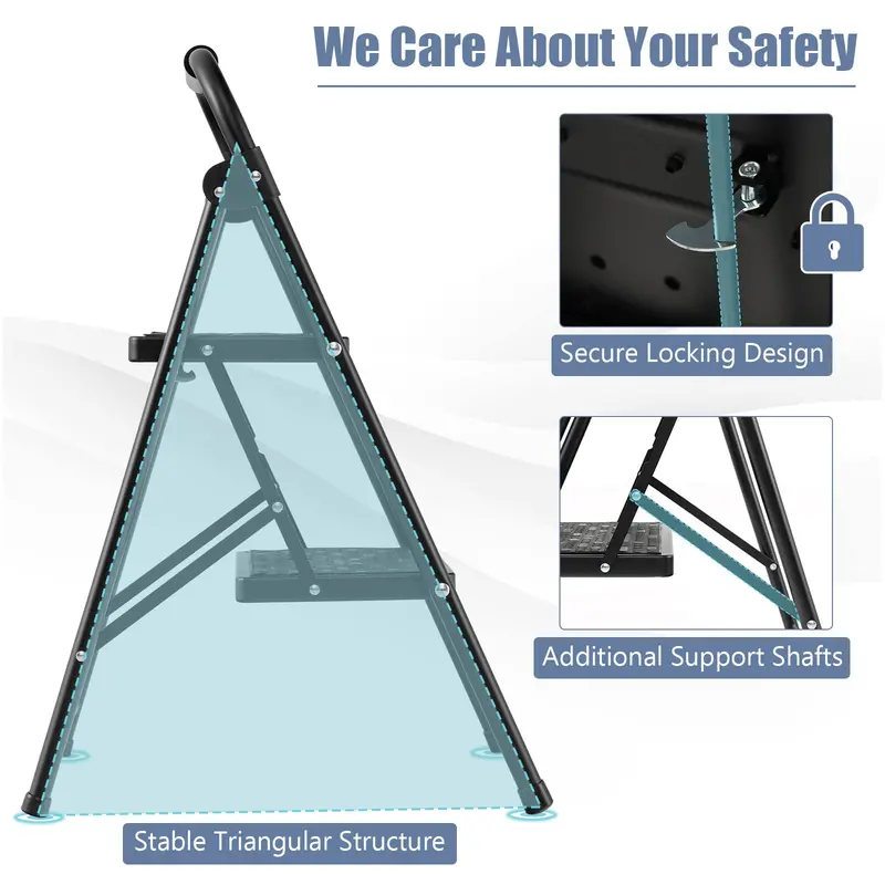 Two-Step Folding Stool – Wide Anti-Slip Pedals and Compact Portable Design 2