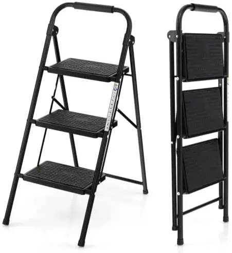 Two-Step Folding Stool – Wide Anti-Slip Pedals and Compact Portable Design