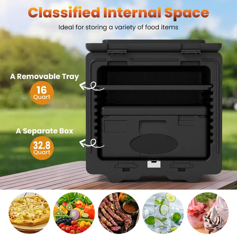Two-Tier Insulated Food Pan Transporter with Removable Tray and Stackable Design 2