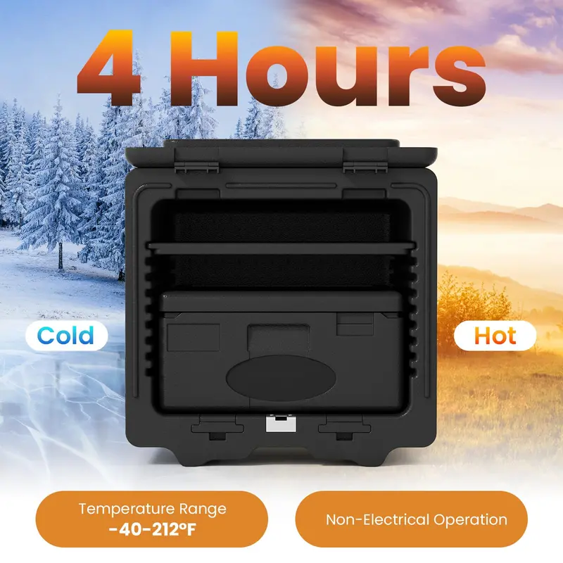 Two-Tier Insulated Food Pan Transporter with Removable Tray and Stackable Design