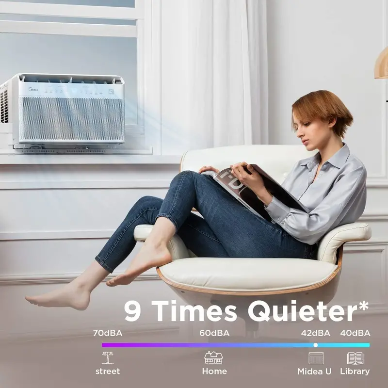 U-Shaped Inverter Window AC – 12,000 BTU Smart Air Conditioner with Open-Window Mode, Alexa Compatibility & Energy-Saving Tech (Renewed)